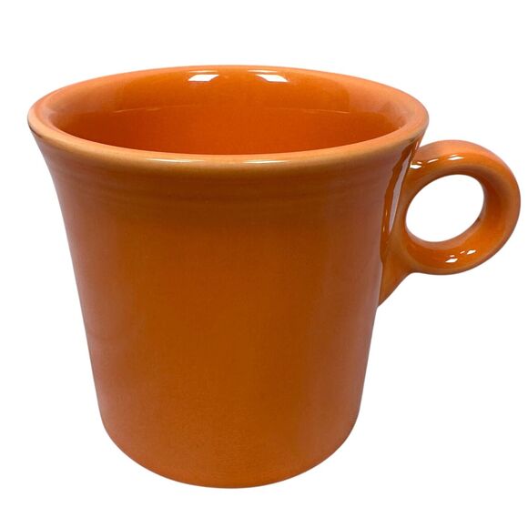 Fiesta Coffee Mugs 3.5" Tangerine Lot of 2 Orange Ceramic Ring Handle Fiestaware - Picture 4 of 8